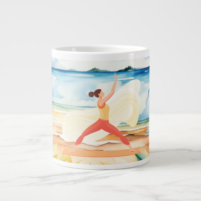 Yoga-Position am Strand  Jumbo-Tasse (Vorderseite)