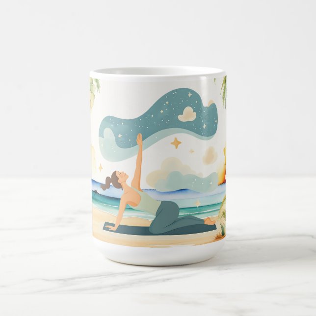 Yoga-Position am Strand  Kaffeetasse (Mittel)