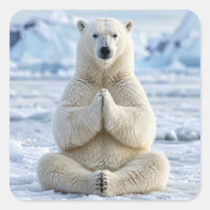 Yoga-Position des Eisbären Quadratischer Aufkleber