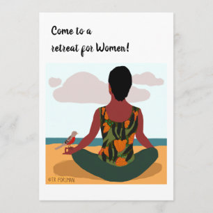 Yoga-positorische Frau lädt ein Einladung