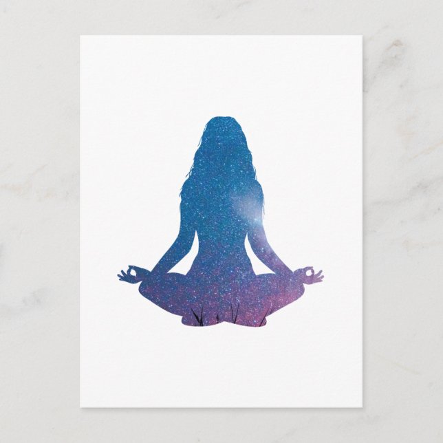 Yoga praktizierende Frau - Farbe für Hintergrund a Postkarte (Vorderseite)