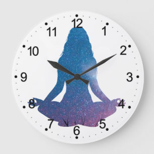 Yoga praktizierende Frauen - Farbe wählen Große Wanduhr