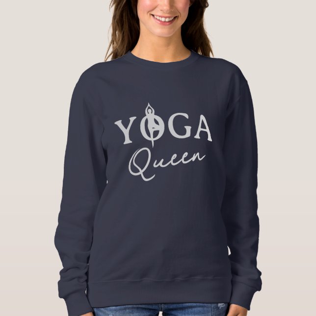 Yoga Queen Blue Sweatshirt mit Pose Silhouette (Vorderseite)