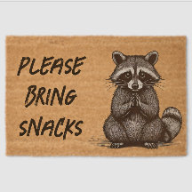 Yoga Raccoon Linocut Coir Mat