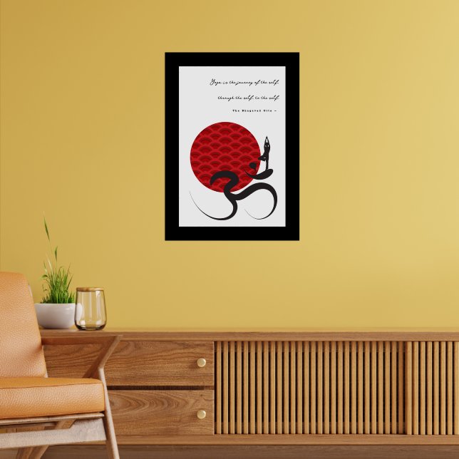 Yoga & Red Sun Om Ohm Symbol Spirituelles Poster (Wohnzimmer 2)