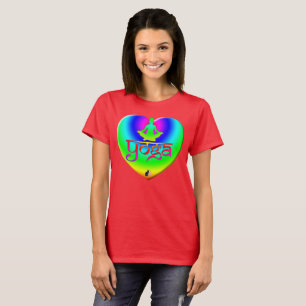 Yoga-Regenbogen-Absichten Herz-T-Shirt T-Shirt