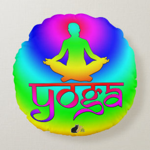 Yoga-Regenbogen-Intentionen Rundes Kissen