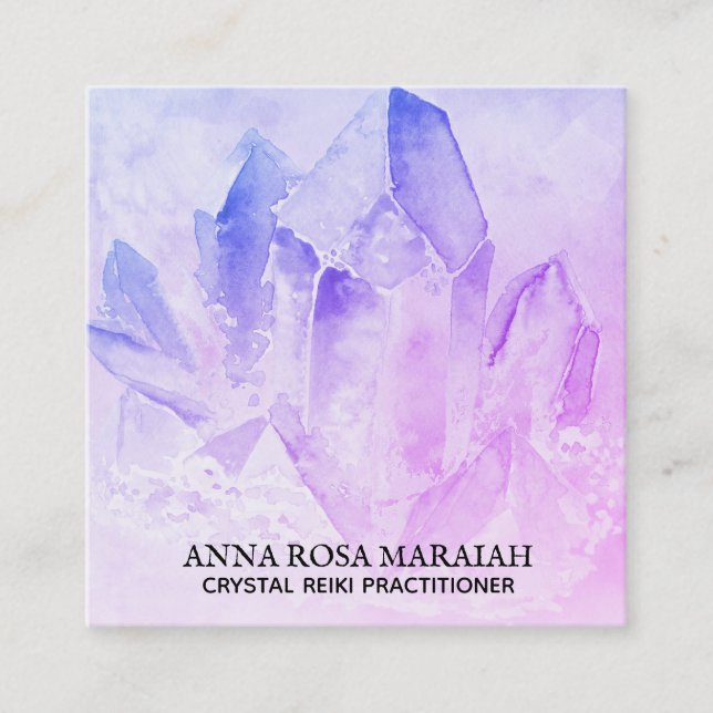 *~* Yoga Reiki Crystal Cluster Heiler Amethyst Quadratische Visitenkarte (Vorderseite)