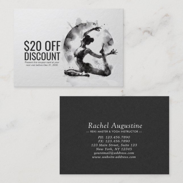 Yoga Reiki Einbeinige Königtaube-Pose Rabattkarte (Vorne/Hinten)