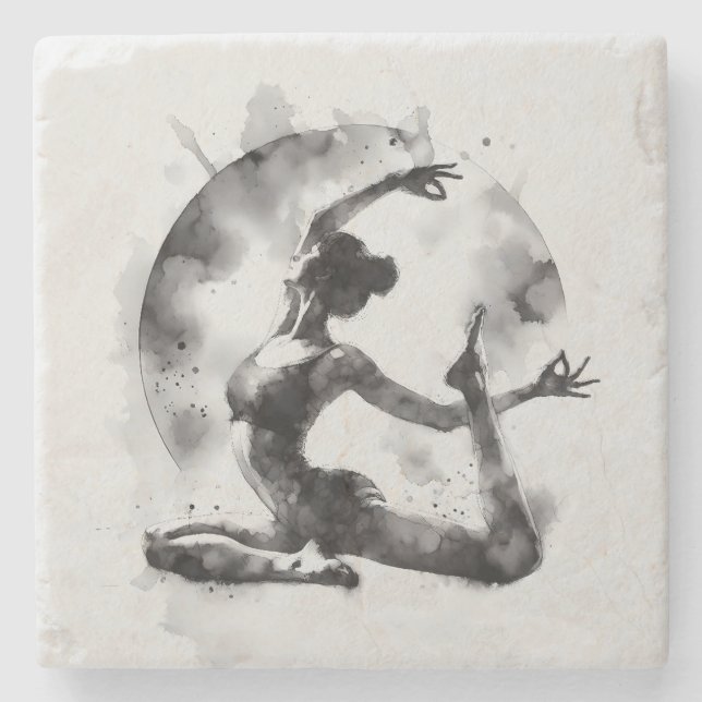 Yoga Reiki Einbeinige Königtaube-Pose Steinuntersetzer (Vorderseite)