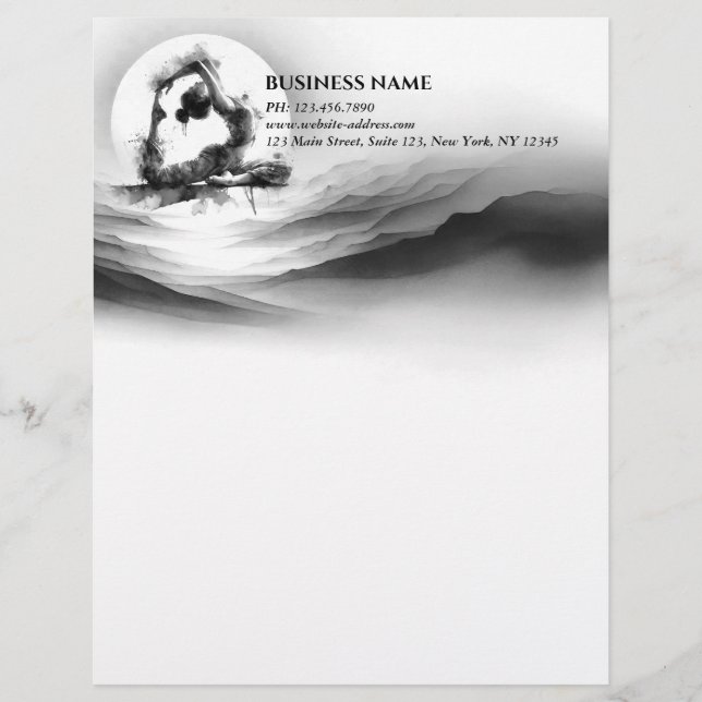 Yoga Reiki Einbeinige Königtaube Pose Wasserfarbe Briefbogen (Vorderseite)