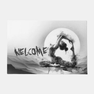 Yoga Reiki Einbeinige Königtaube Pose Wasserfarbe Fußmatte