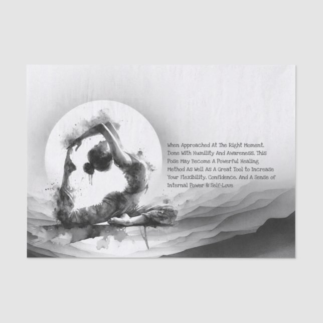 Yoga Reiki Einbeinige Königtaube Pose Wasserfarbe Seidenpapier (Vorderseite)