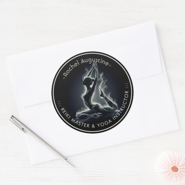 Yoga Reiki Instructor Pose Runder Aufkleber (Umschlag)