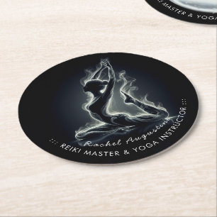 Yoga Reiki Instructor Pose Runder Pappuntersetzer