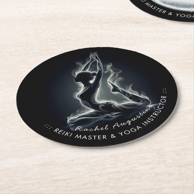 Yoga Reiki Instructor Pose Runder Pappuntersetzer (Angewinkelt)