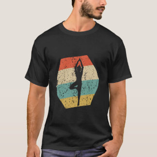 Yoga Retro abgenutztes Sechseck Yoga-Position T-Shirt