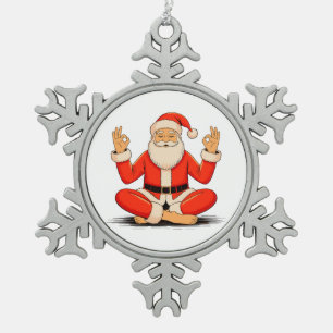 Yoga Santa Namaste Meditation Weihnachten Urlaub Schneeflocken Zinn-Ornament