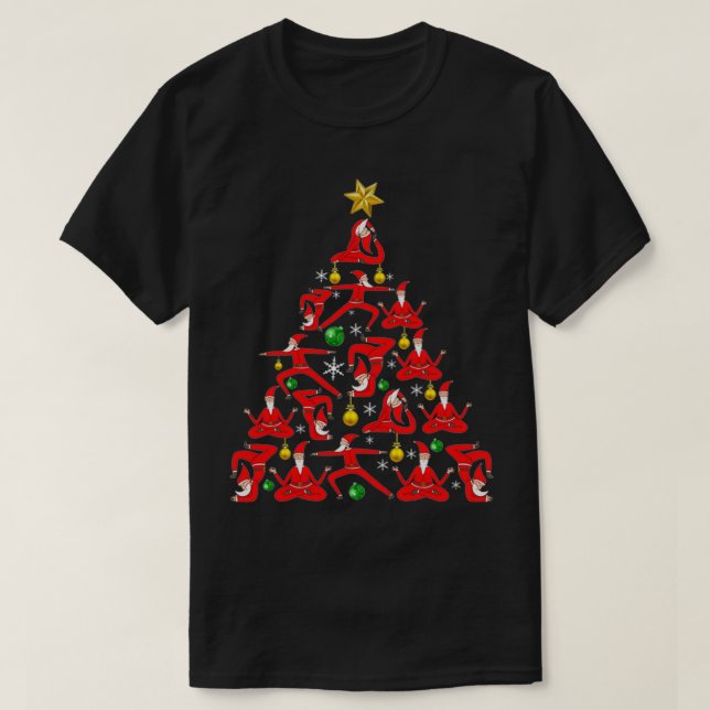 Yoga santa Tree Funny Xmas T-Shirt (Design vorne)