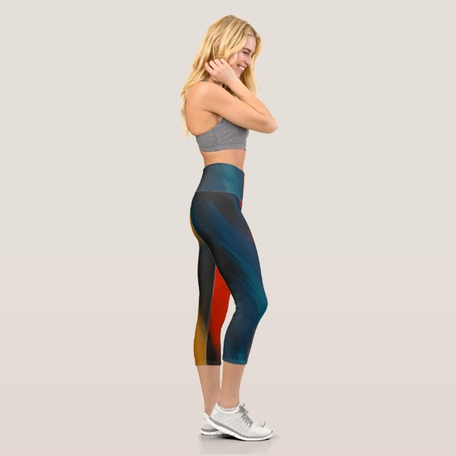 Yoga-Set für Frauen mit künstlerischem Pinseldesig Capri Leggings (Rechts)