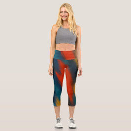 Yoga-Set für Frauen mit künstlerischem Pinseldesig Capri Leggings