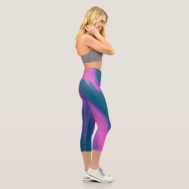 Yoga-Set für Frauen mit künstlerischem Pinseldesig Capri Leggings (Rechts)