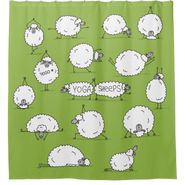 Yoga Sheep: Whimsical Sketch Fun. Duschvorhang (Vorderseite)