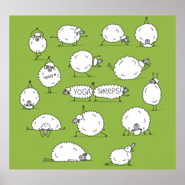 Yoga Sheep: Whimsical Sketch Fun. Poster (Vorne)