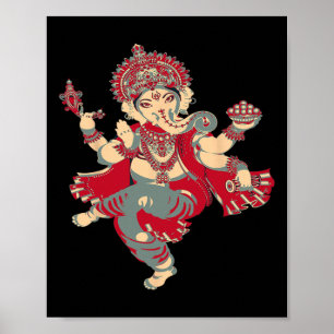Yoga-Shirts Spirituell Hindu-Gott Ganesha Meditati Poster