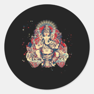 Yoga-Shirts Spirituell Hindu-Gott Ganesha Meditati Runder Aufkleber