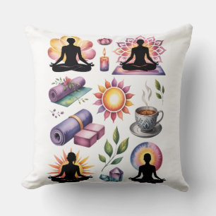 Yoga-Silhouette bewusstes Leben inspiriert Kissen