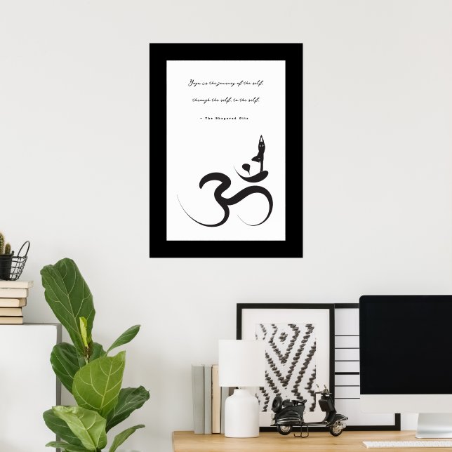 Yoga Silhouette Black Om Ohm Zen Spiritual Poster (Heimbüro)