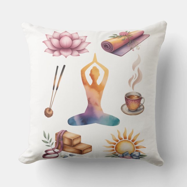 Yoga silhouette mindful living inspired  kissen (Vorderseite)