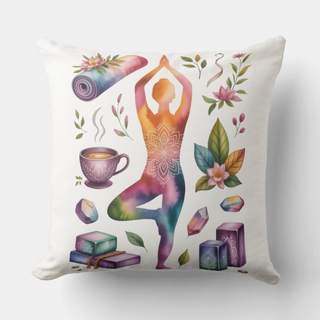 Yoga silhouette mindful living inspired  kissen (Vorderseite)