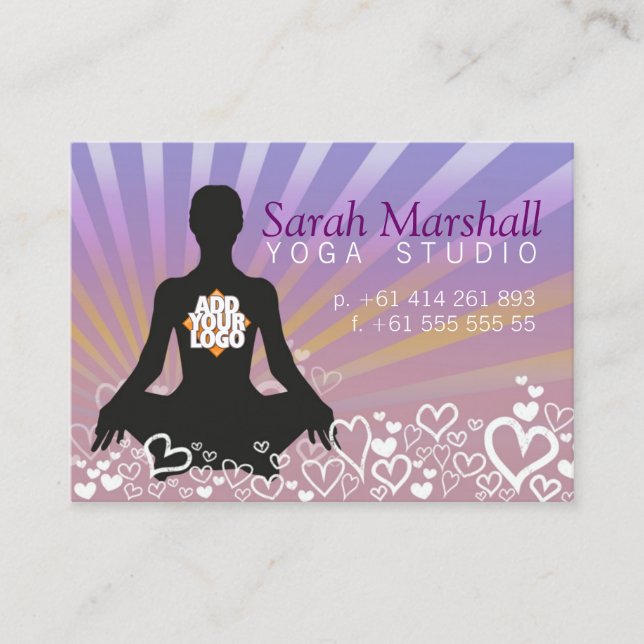 Yoga-Silhouette mit Logo-Visitenkarte Visitenkarte (Vorderseite)
