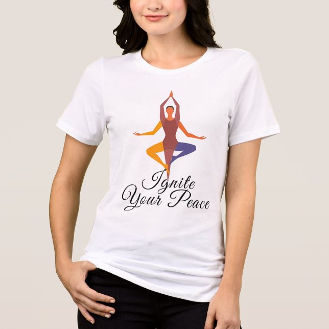 Yoga-Silhouette mit mehreren Posen Tri-Blend Shirt (Vorderseite)