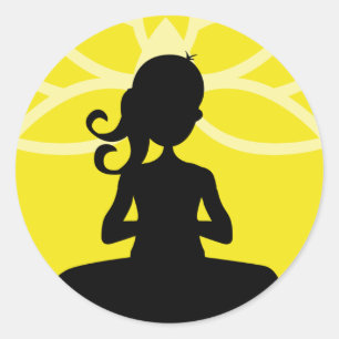Yoga-Silhouette-Silhouette Runder Aufkleber