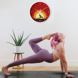 Yoga-Sonnenaufgang-Pose-Silhouette-kundengerechte Wanduhr