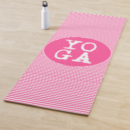 YOGA | Spaß-Typografie - Pink Striped Yogamatte