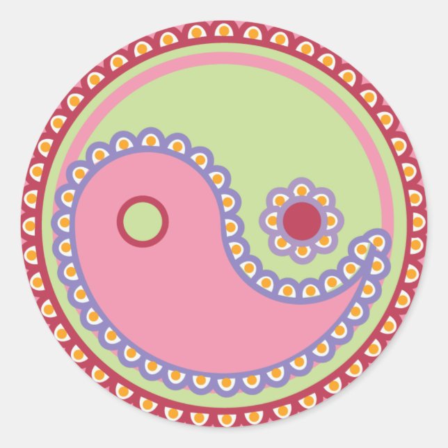 Yoga Speak Baby : Paisley Yin-Yang Symbol Runder Aufkleber (Vorderseite)
