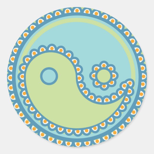 Yoga Speak Baby : Paisley Yin-Yang Symbol Runder Aufkleber (Vorderseite)