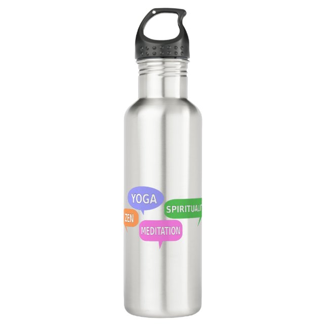 Yoga Spiritualität Zen Meditation Sprechblasen Edelstahlflasche (Vorderseite)