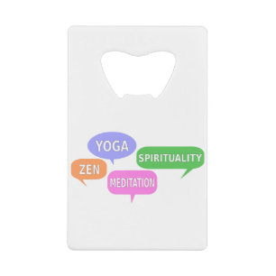 Yoga Spiritualität Zen Meditation Sprechblasen Geldbeutel Flaschenöffner