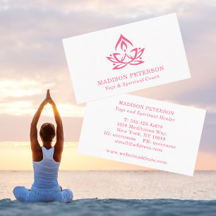 Yoga Spiritueller Coach Lotus Einfach Modern Pink Visitenkarte