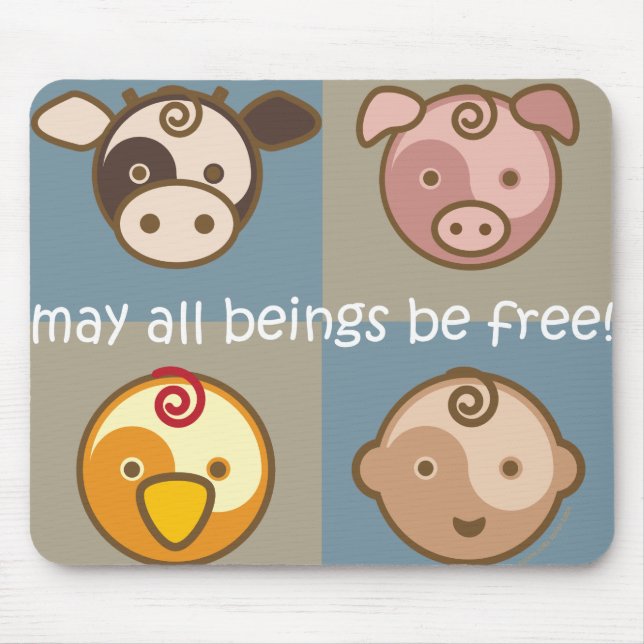 Yoga spricht Baby: Mai sind alle Wesen frei! Mousepad (Vorne)