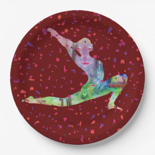 Yoga Stretching Wasserfarbe Pappteller