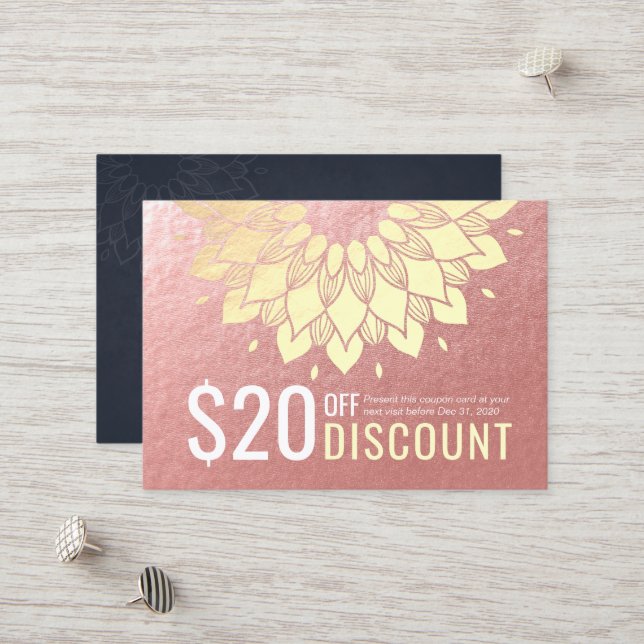 YOGA Studio Coupon rabais Loyalty Gold Mandala (Devant/Arrière en situation)