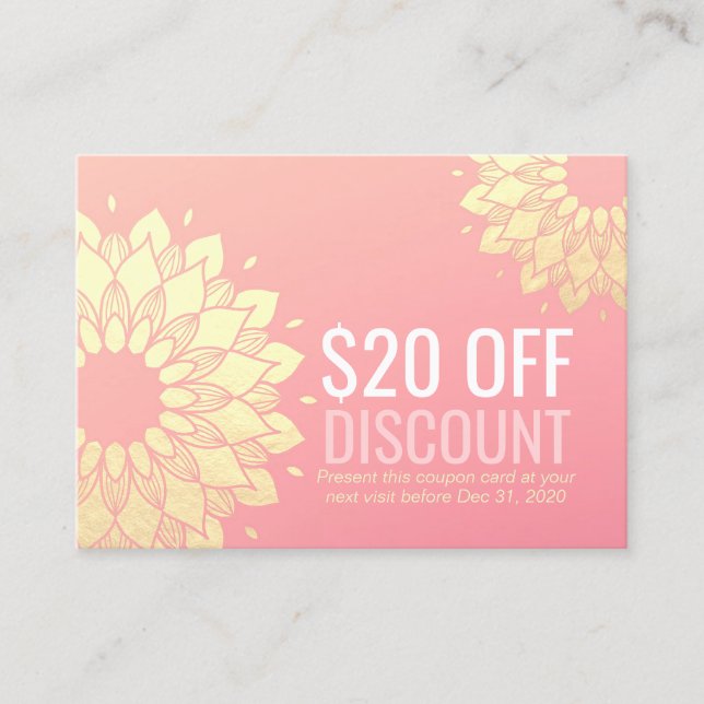 YOGA Studio Discount Coupon Treue Gold Mandala (Vorderseite)