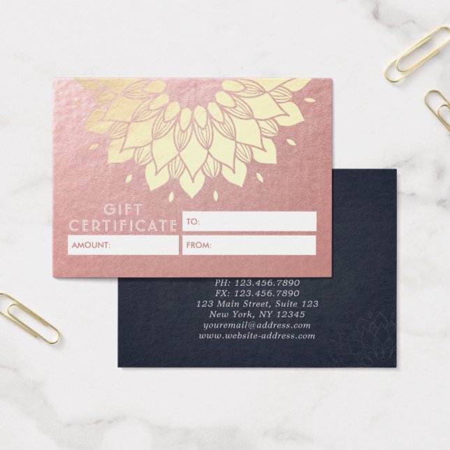 YOGA Studio Geschenkzertifikat Gold Mandala Blume (Büro)