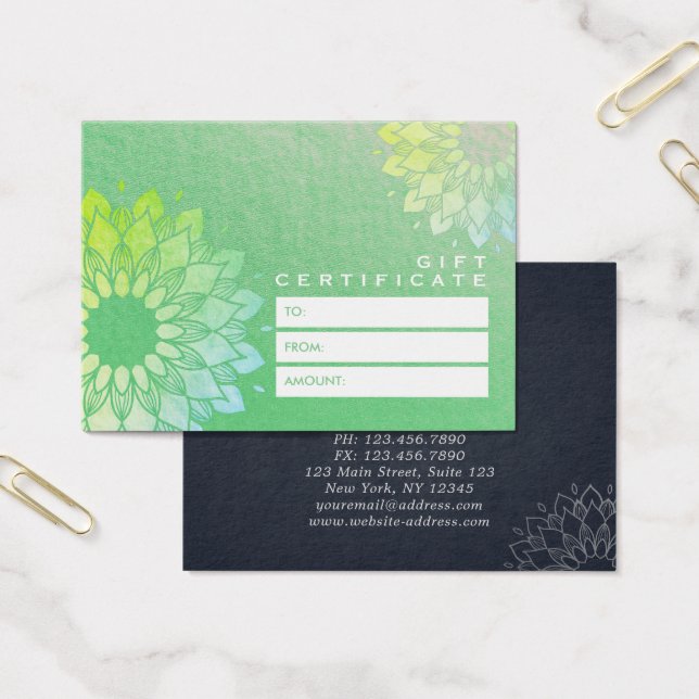 YOGA Studio Gift Certificate Gold Mandala Flowers (Büro)